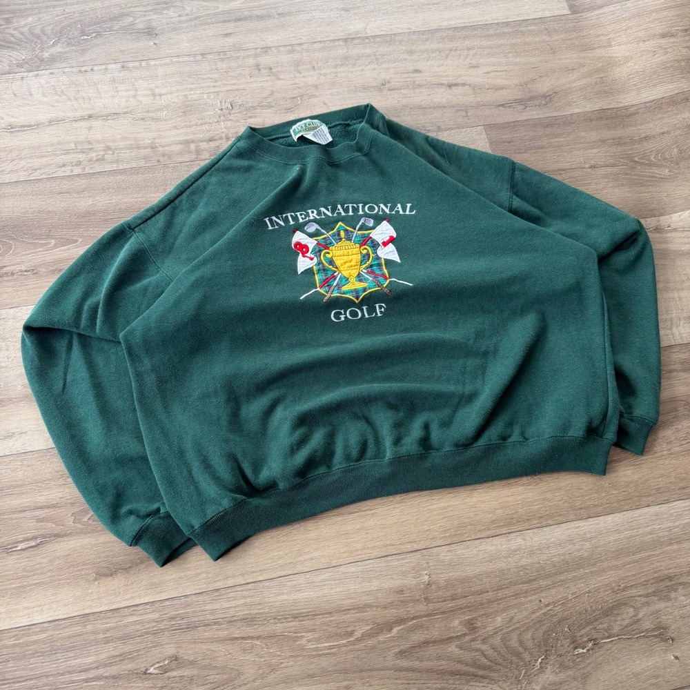 Ivy Club Classics Mens International Golf Sweatshirt Green Embroidered Large‎ L